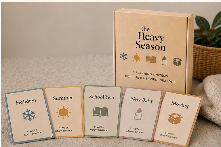 Seasonal planning system cards with a small calendar sheet